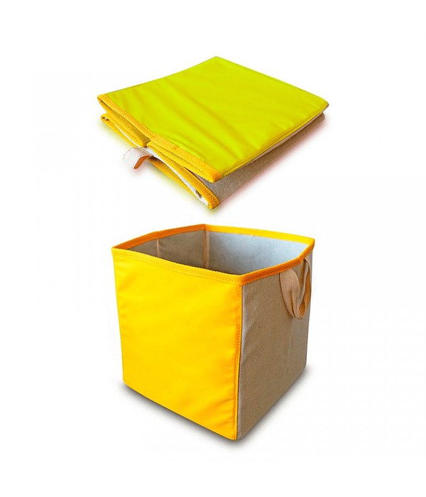 Caja de tela plegable amarilla