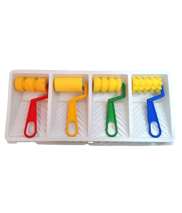 CONGARTENO Kit De 12 Pinceles Y Rodillos De Esponja Lavables, Suaves Y Fáciles De Limpiar, Ideales Para Manualidades Y Pintura Educativa En Casa O Escuela