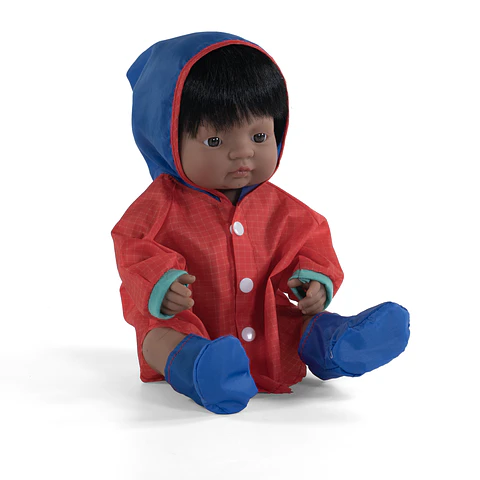 Traje Lluvia y Botas. Muñecos Miniland 38cm
