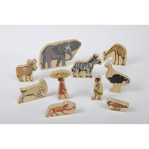 Figuras de Madera Animales y Personajes de África