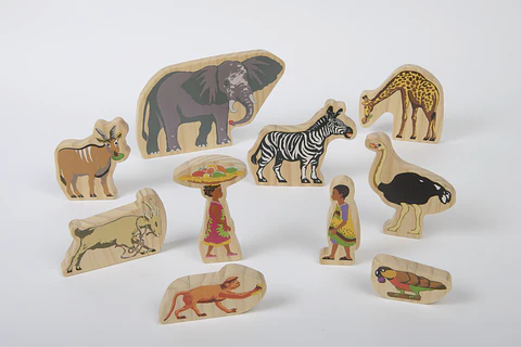 Figuras de Madera Animales y Personajes de África