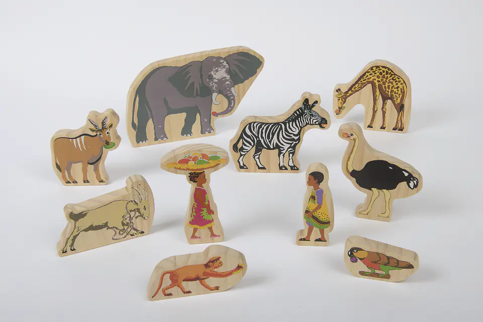 Figuras de Madera Animales y Personajes de África 1