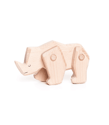 Rinoceronte de madera articulado