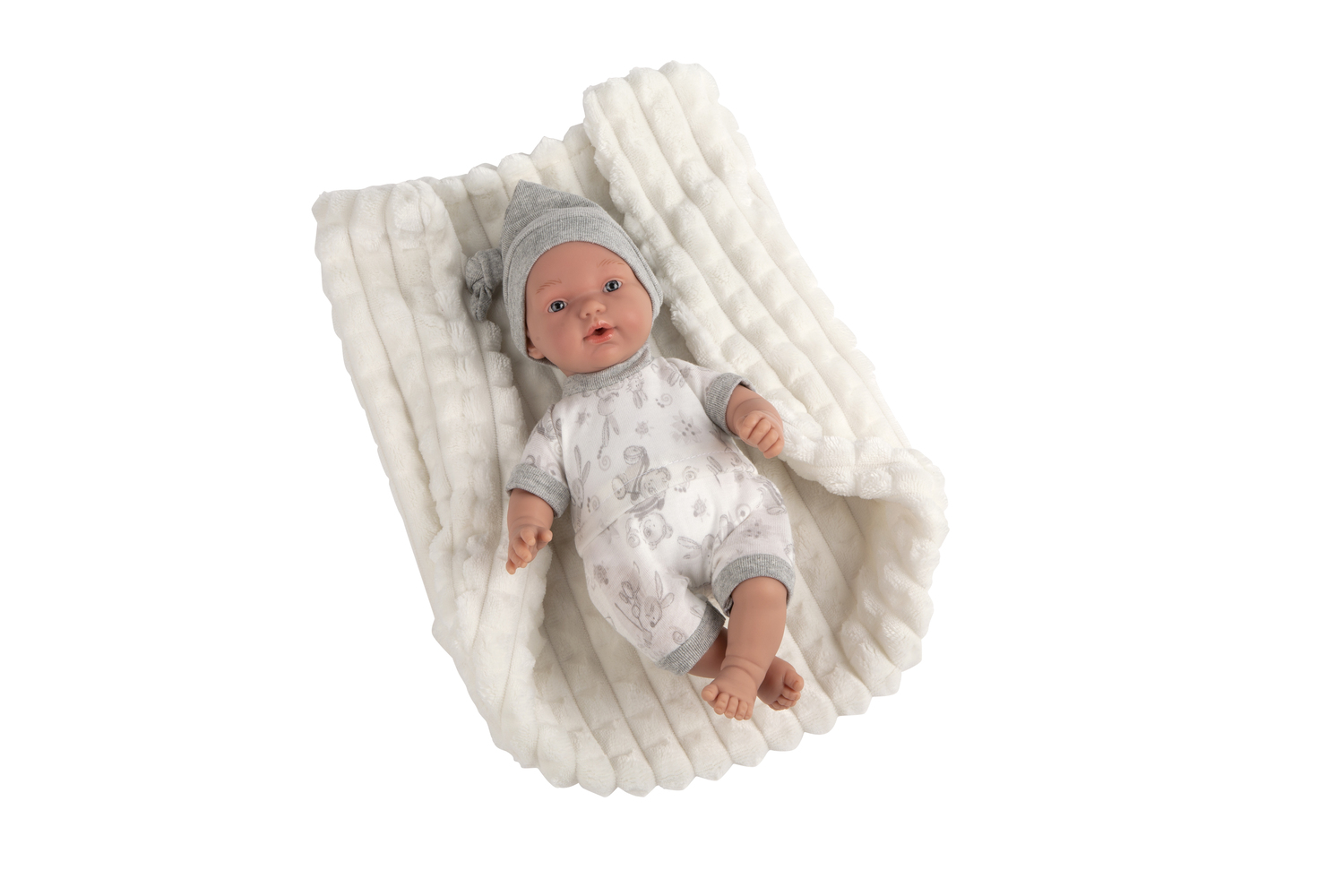 Muñeco 28 cm Hanne llorón ropa gris
