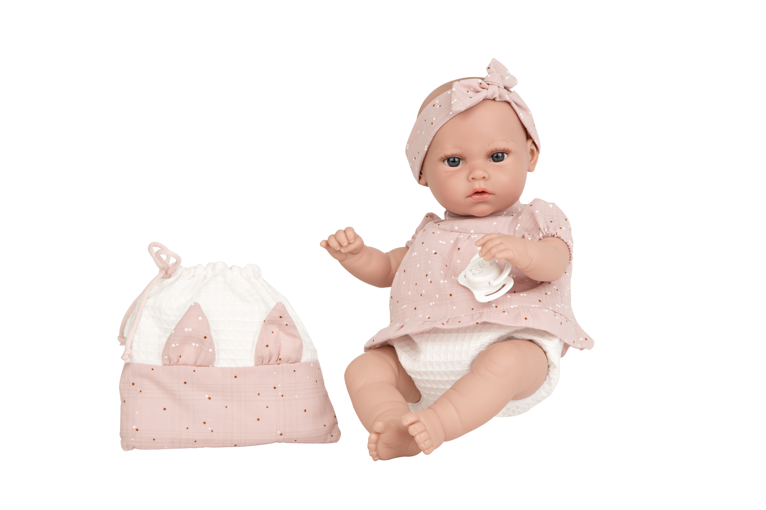 Muñeca 33 cm Nia con pañuelo Rosa