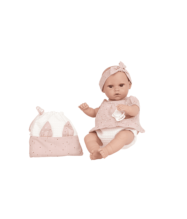 Muñeca 33 cm Nia con pañuelo Rosa