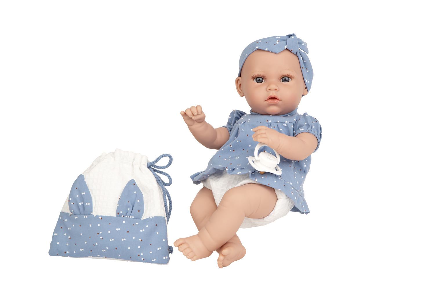 Muñeca 33 cm Nia con pañuelo Azul