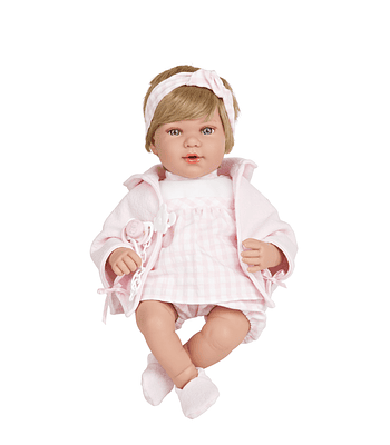 Muñeca 45 cm Iria rubia ropa rosa