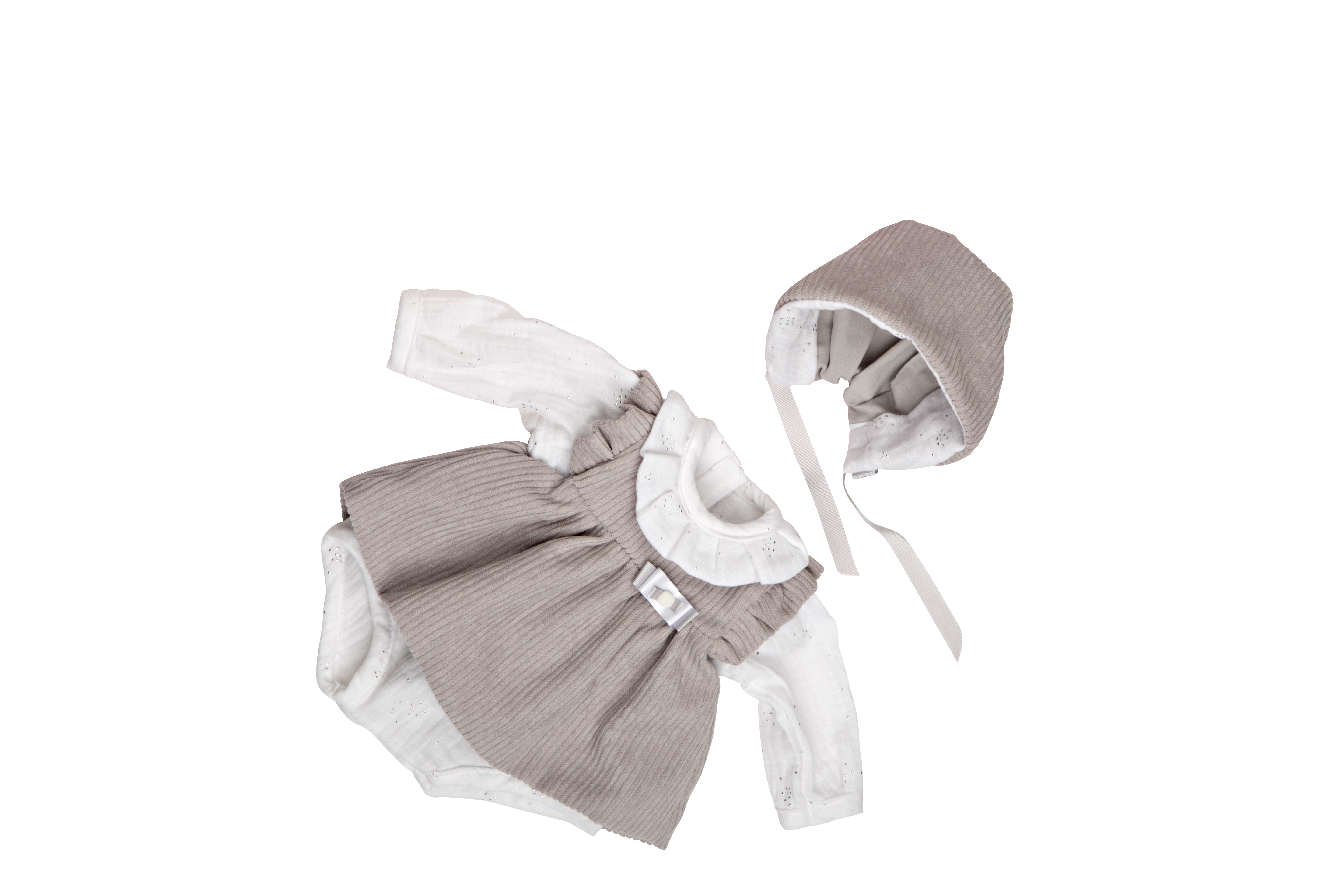 Vestido con gorro y enterito Gris 45 cm