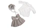 Vestido con gorro y enterito Gris 45 cm - Miniatura 2