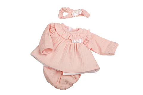 Vestido con pañal y listón Rosa 45 cm