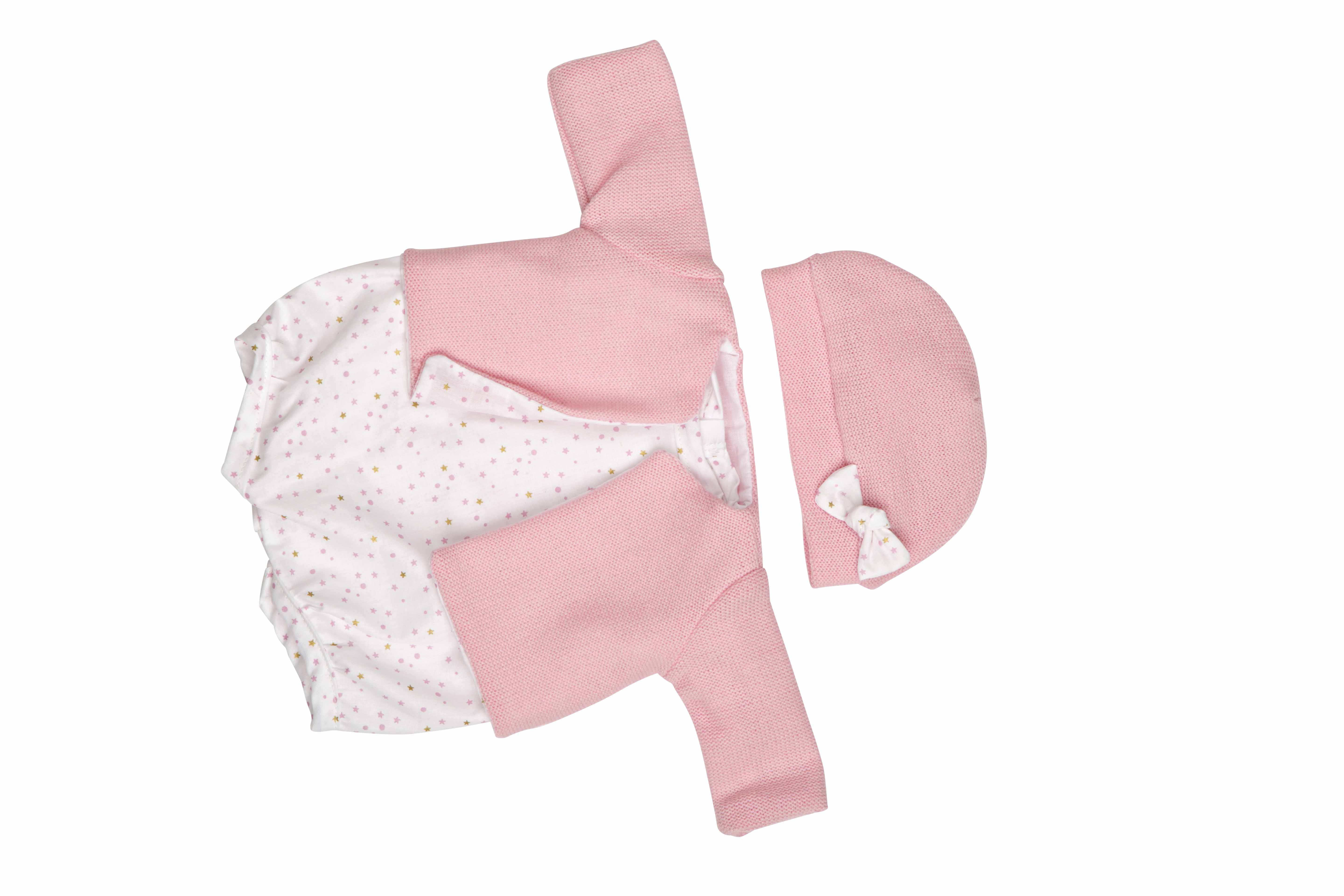 Body con chaleco y gorro Rosa 40 cm
