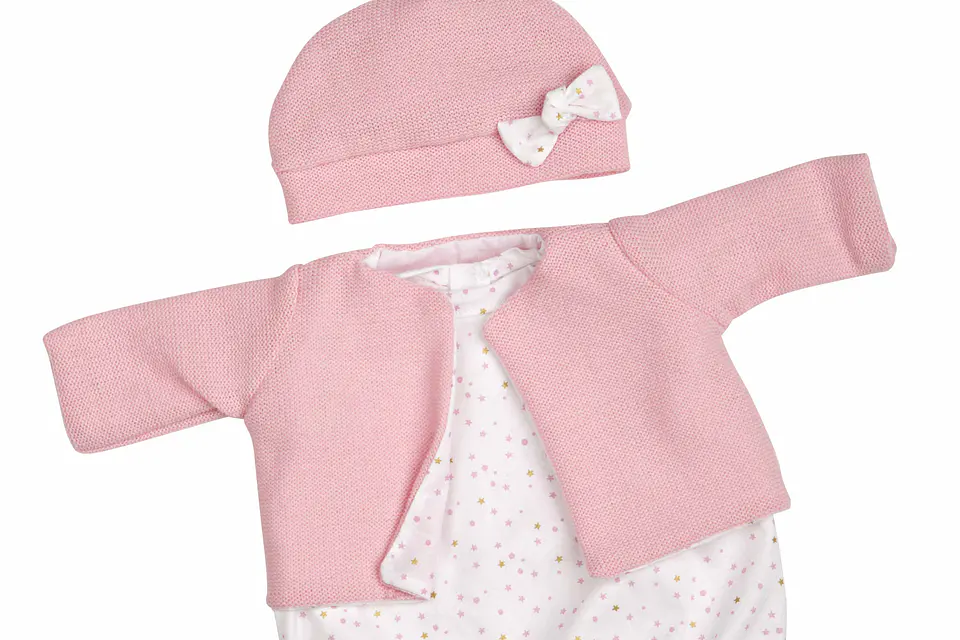 Body con chaleco y gorro Rosa 40 cm 1