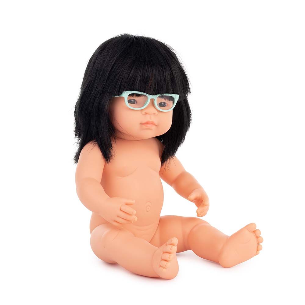 Muñeca con gafas Kumiko 38 cm sin ropa