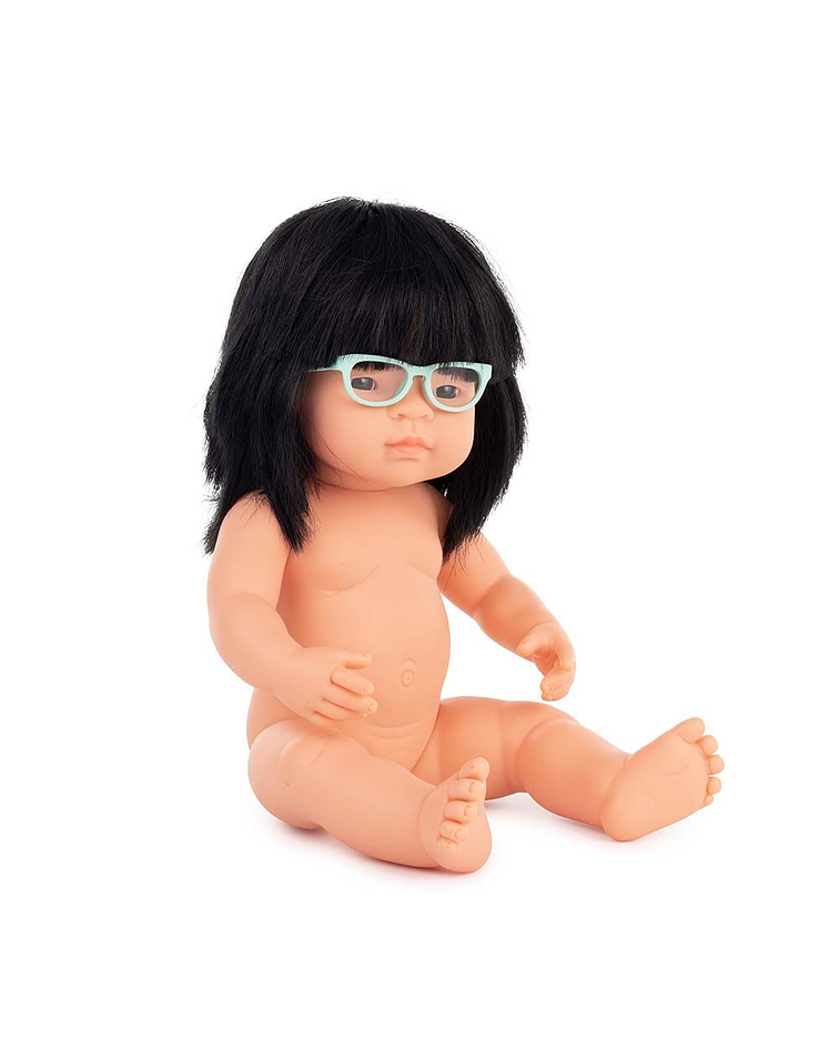 Muñeca con gafas Kumiko 38 cm sin ropa