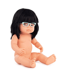 Muñeca con gafas Kumiko 38 cm sin ropa