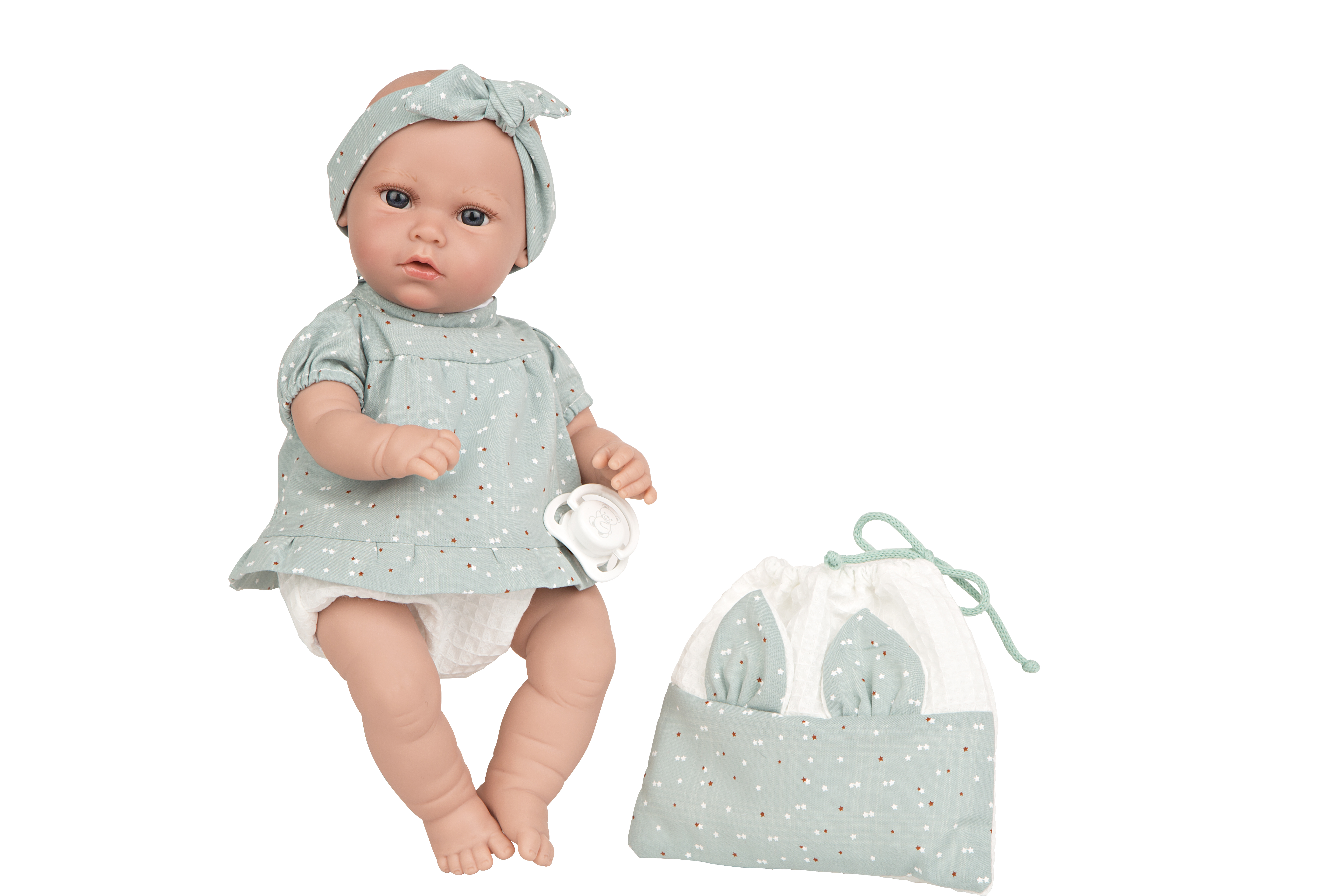 Muñeca 33 cm Nia con pañuelo Gris
