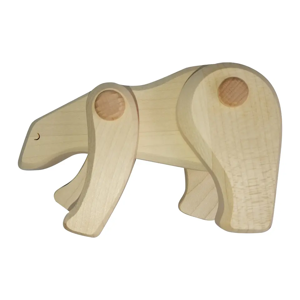 Oso Polar articulado de madera 1