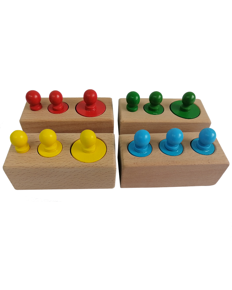 Set de 4 cilindros de enchufes Montessori color