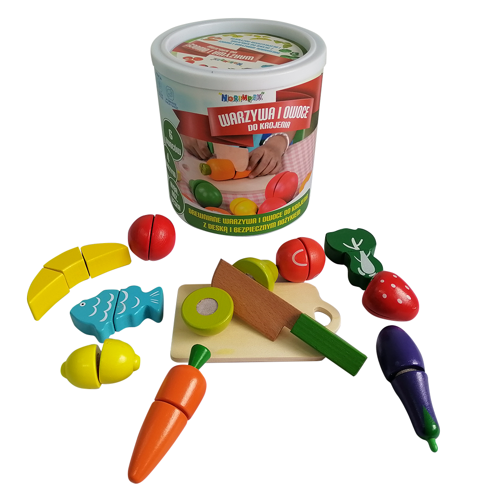 Balde con fruta para cortar