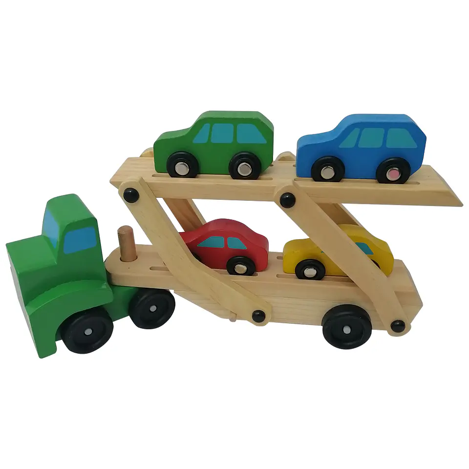 Camión de Madera con 4 autos 1