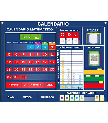 Panel de aprendizaje Calendario Matemático Prekinder - Kinder