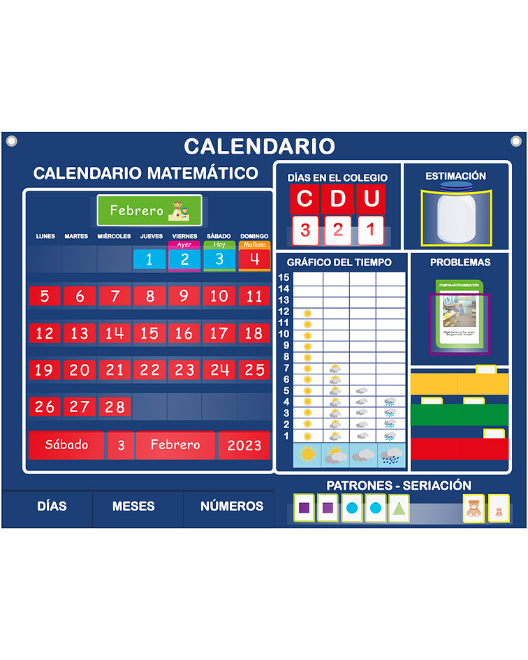 Panel de aprendizaje Calendario Matemático Prekinder - Kinder