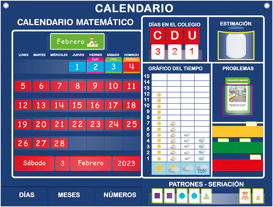 Panel de aprendizaje Calendario Matemático Prekinder - Kinder 1