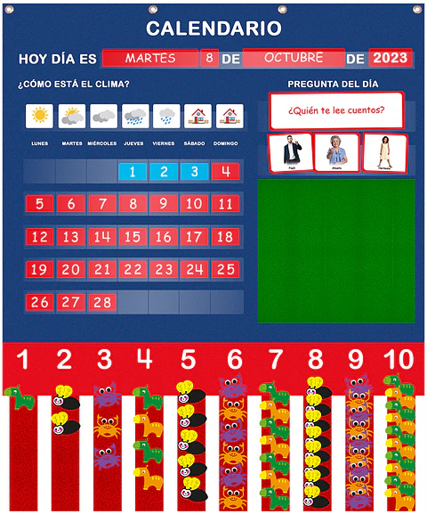 Panel de aprendizaje Calendario Matemático nivel medio mayor