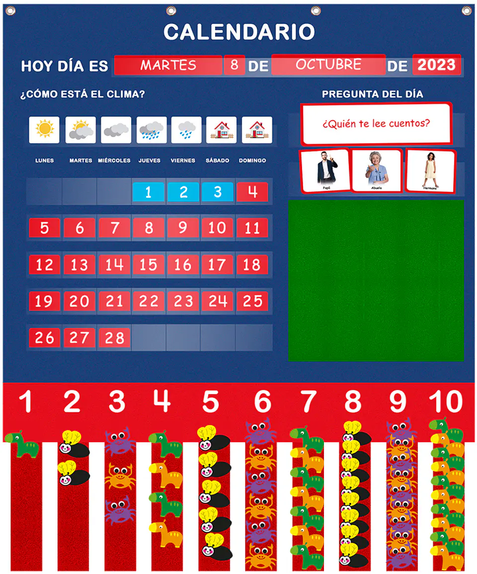 Panel de aprendizaje Calendario Matemático nivel medio mayor 1