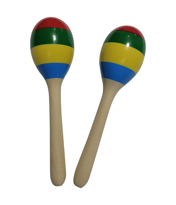 Set de 2 Maracas de Madera Franjas de Colores