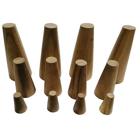 Set de Conos Madera Natural - 12 Pcs