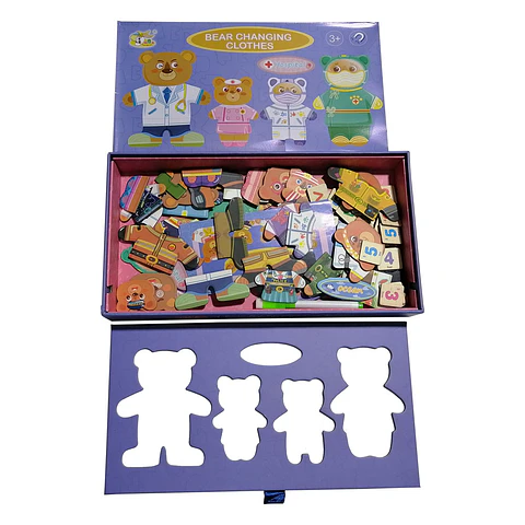 Familia Oso Cambiándose de Ropa