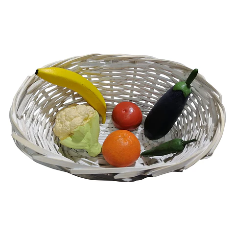 Canasto con Frutas y Verduras de Caucho