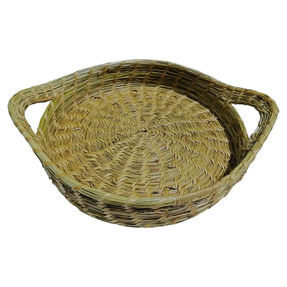 Canasto de Pita Natural Redondo Bajo 35x35 1