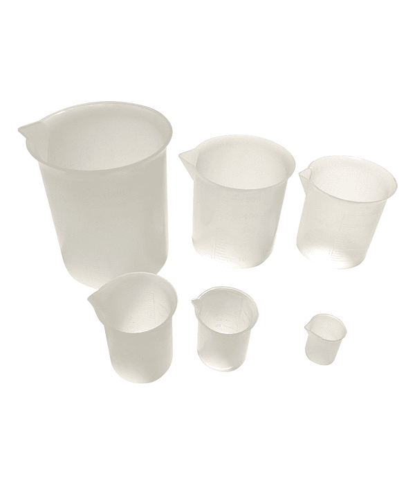 Set de 6 Vasos Graduados de Plástico 10ml al 1000ml