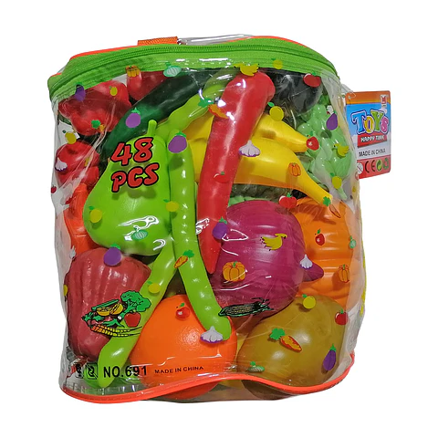 Set de Frutas y Verduras de Plástico 48 Pcs