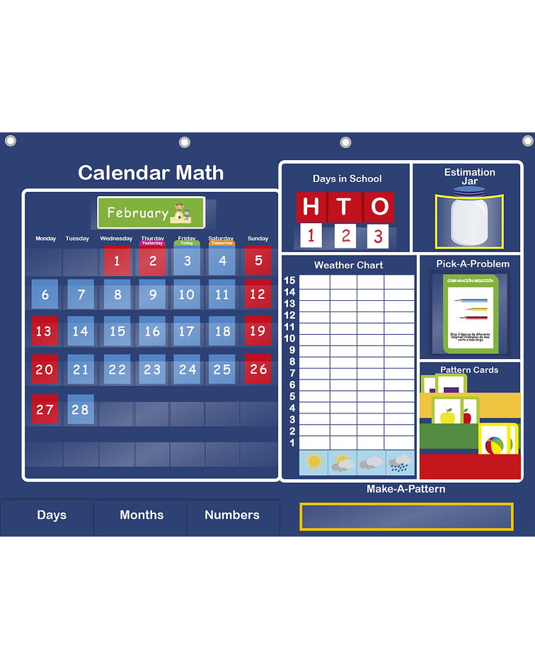 Panel de aprendizaje INGLES Calendar Math Prekinder - Kinder