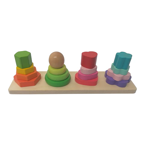 Set de 4 Torres Encaje de Madera