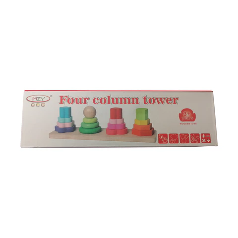 Set de 4 Torres Encaje de Madera