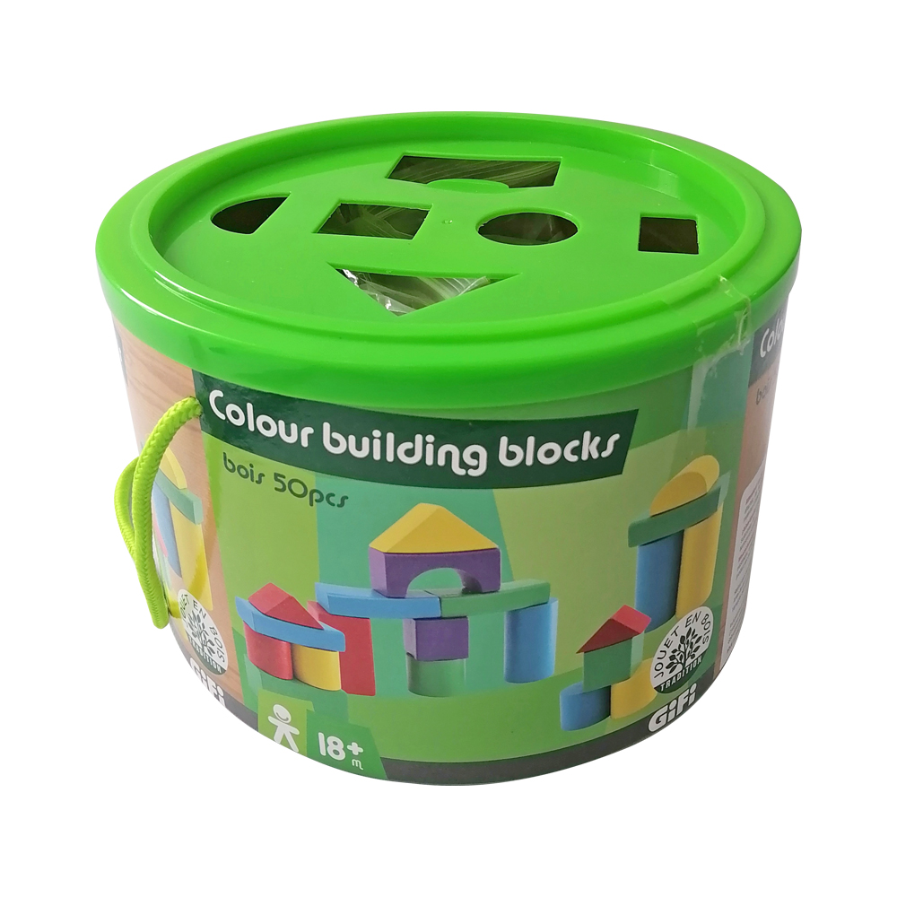 Balde Construcción Figuras Geométricas de Madera