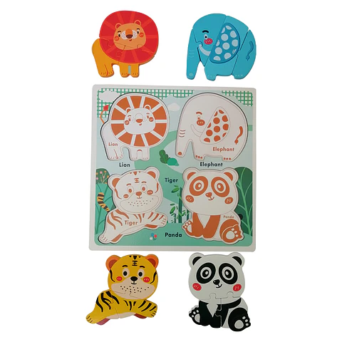 Panel de 4 Puzzles Animales de la Selva