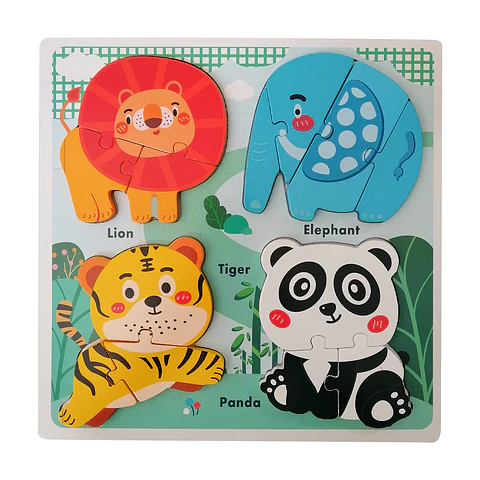 Panel de 4 Puzzles Animales de la Selva