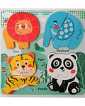 Panel de 4 Puzzles Animales de la Selva