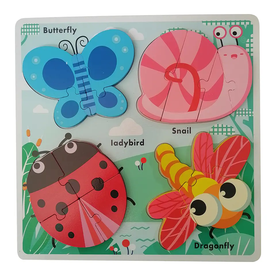 Panel de 4 Puzzles Animales invertebrados 2