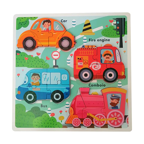 Panel de 4 Puzzles Transportes