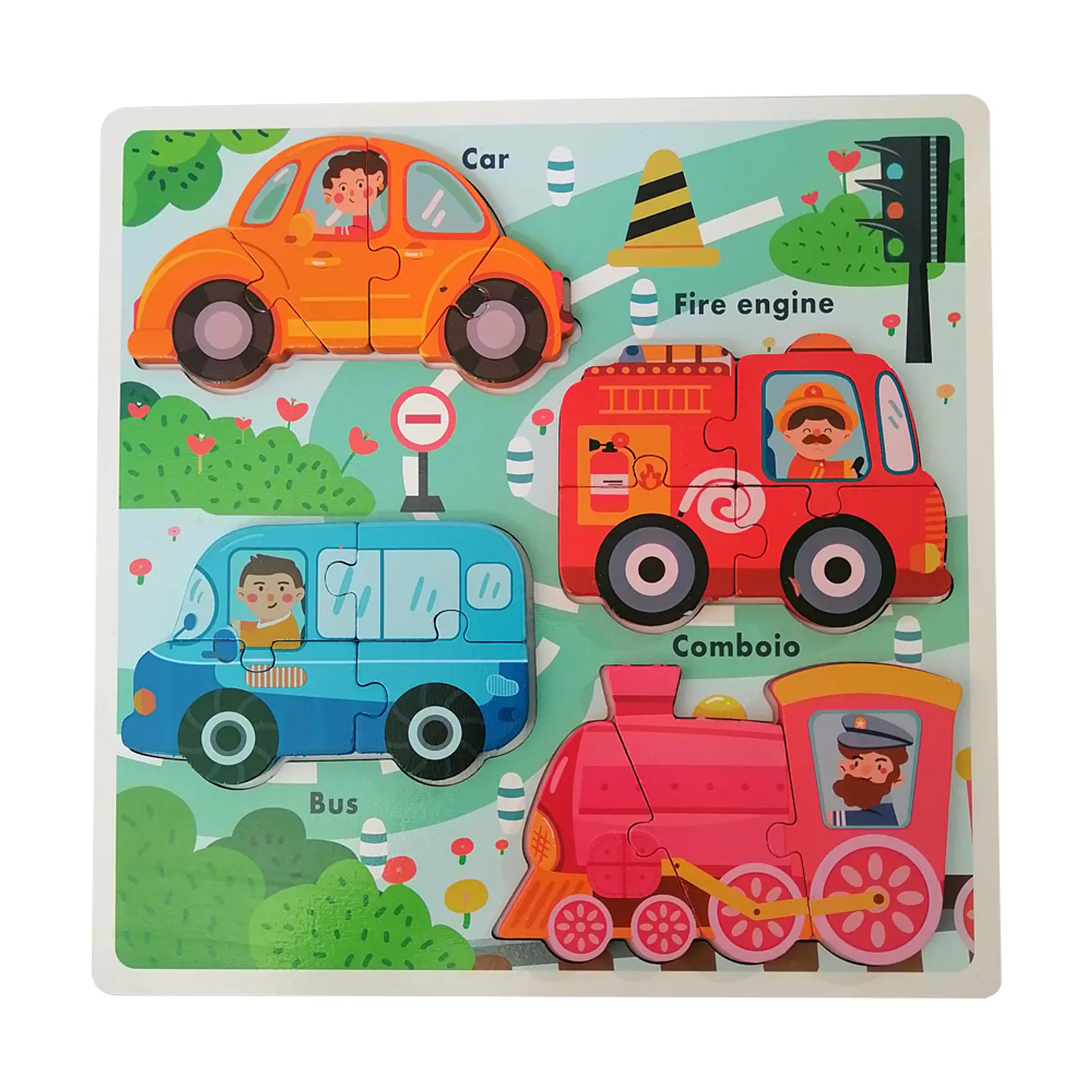 Panel de 4 Puzzles Transportes 2
