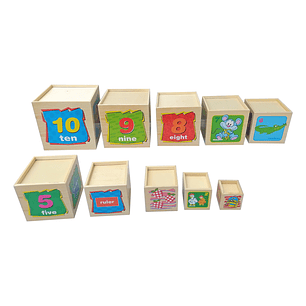 Set 10 Cajas de Madera Apilables