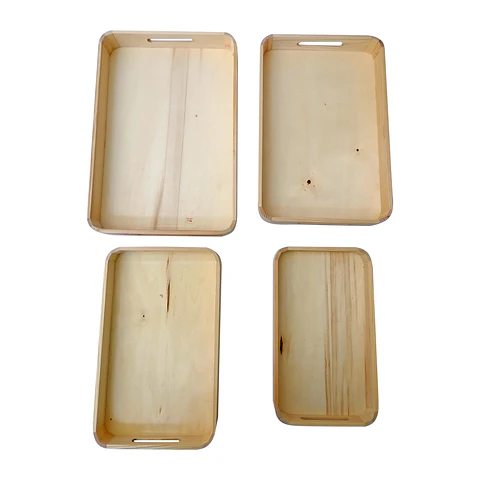 Set de 4 Bandejas de Madera