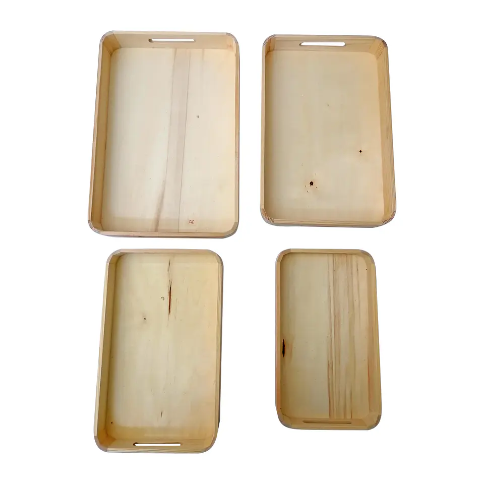 Set de 4 Bandejas de Madera 1